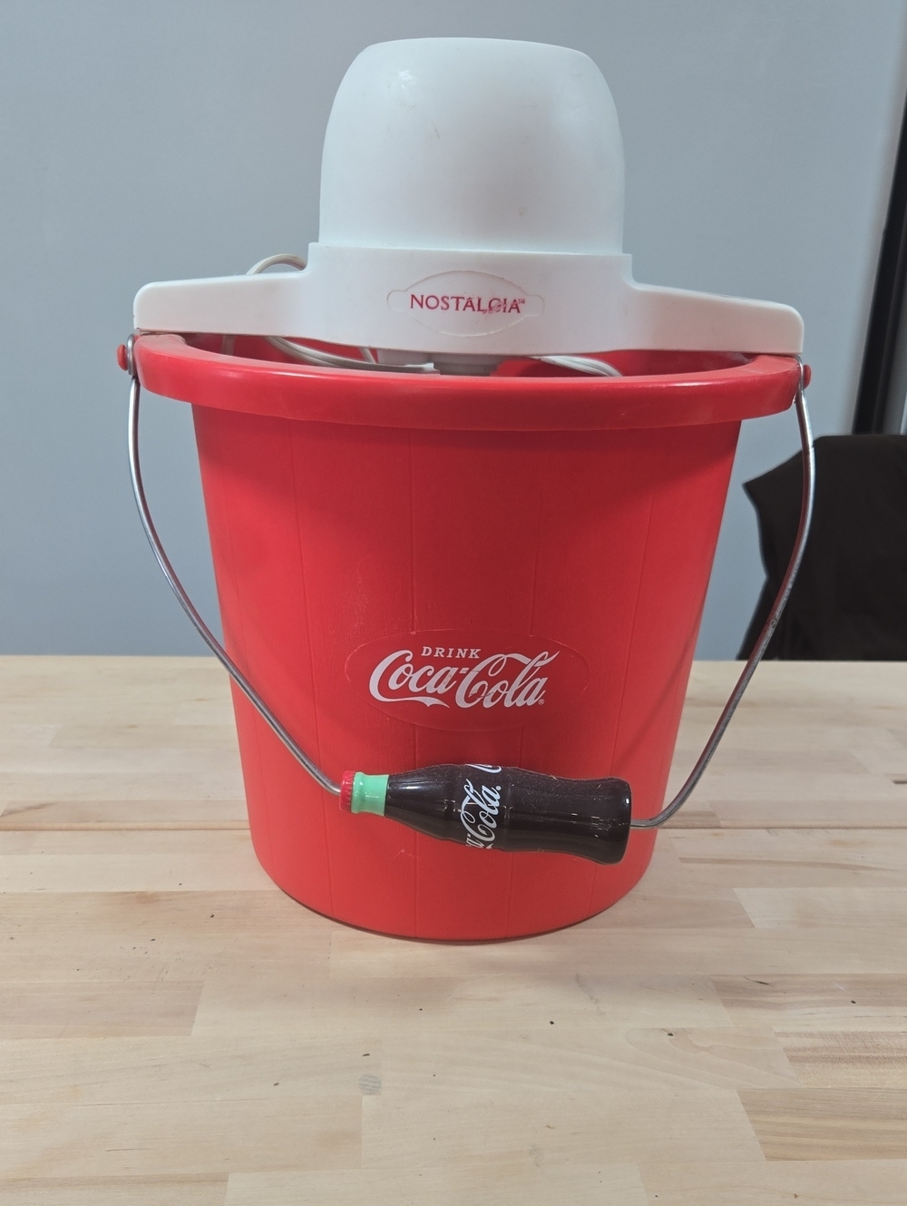 Nostalgia Red Coca-Cola Party Ice Bucket with Bottle Handle